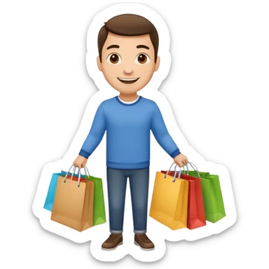 man with shopping bags sticker