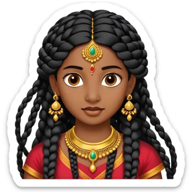 Tamil girl with long braid and traditional jewelry sticker