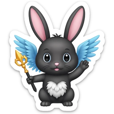 Black bunny with wings and with wand  sticker