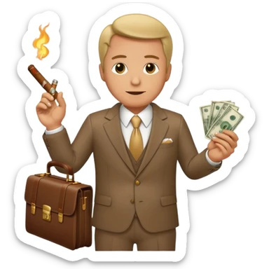 suit, cigar, briefcase of cash sticker