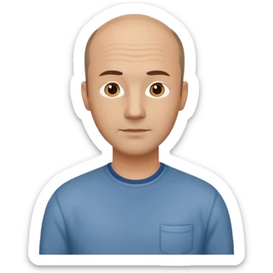 man mid 30's casual clothes balding hairline standing sticker