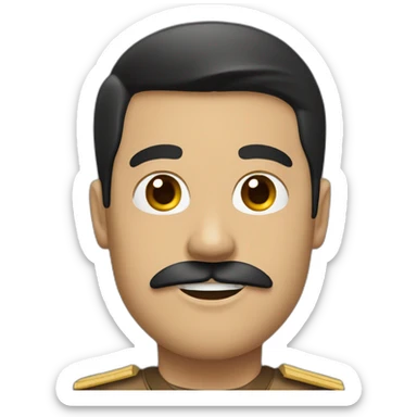 Guy in a brown uniform with toothbrush moustache and side part black hair sticker