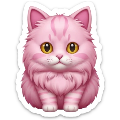 cute pink cat, full body. different body shape. sticker
