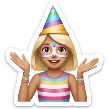 A cheerful girl with face paint stripes, clapping her hands with joy. sticker