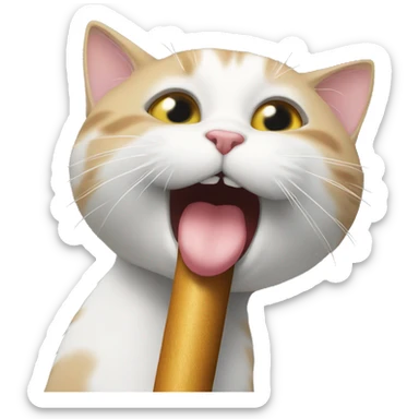 Cat licking pole sticker