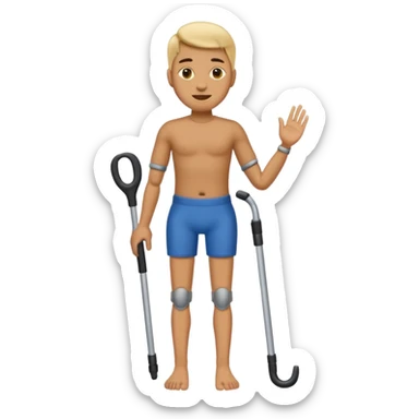 full body human emoji but with a prosthetic leg sticker