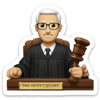 A JUDGE HOLDING A GAVEL sticker