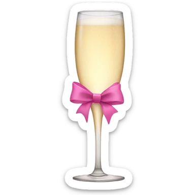 Champagne glass cheers with pink bow sticker