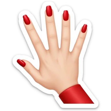 A woman's hand with red nail polish sticker