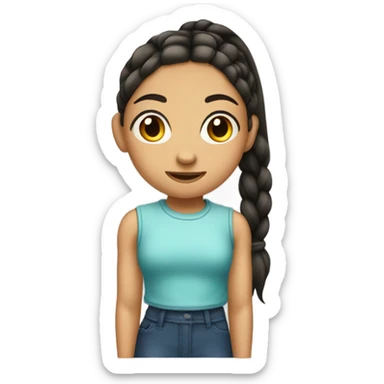 girl with ponytail and black circle of cheek  sticker