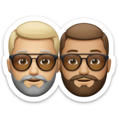 Van u make 2 cool young emojis with shades side by side, both have faded hair, one of them should also have faded beard. Beneath the faded beared emoji should have the initials WQ and the other PJ sticker