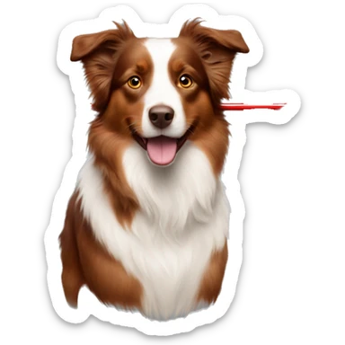 red australian shepherd with a narrow arrow sticker