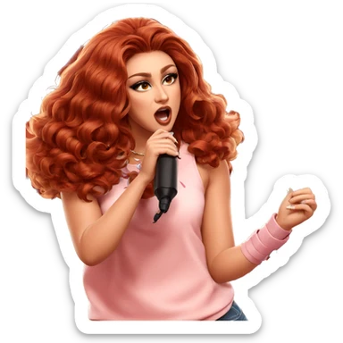 girl singing with microphone sticker