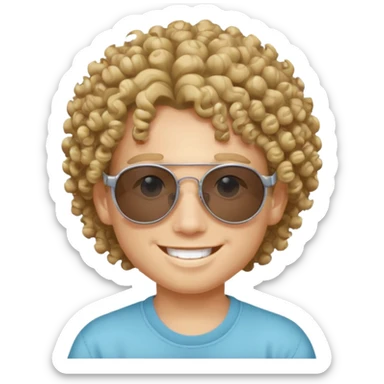 chico con pelo rizado, piel blanca y unas gafas de sol y2k sticker