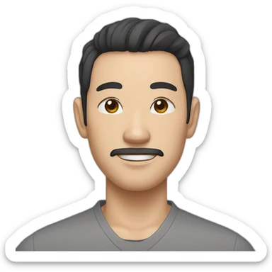 Chinese man with short, thick beard and short black wavy hair with thick eyebrows sticker