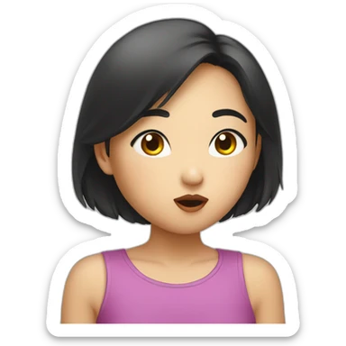 Asian girl blowing a kiss sticker