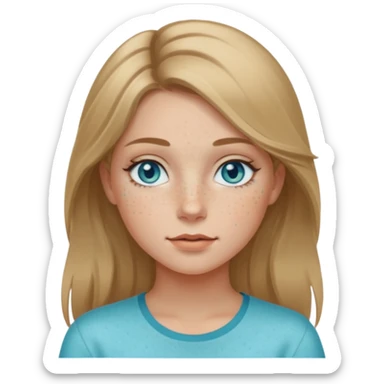 girl with dark blonde hair with aquamarine eyes sticker