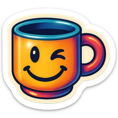 cup sticker with winking face emoji style sticker