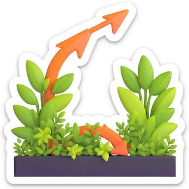 downward arrow surrounded by plants sticker