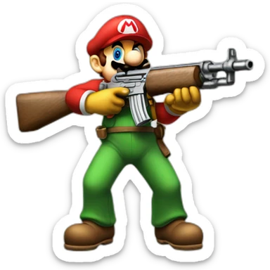 machine-gun-mario sticker