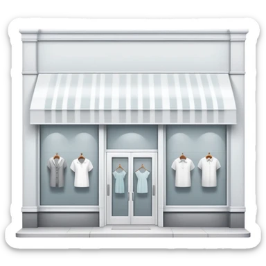 Simple clean storefront icon with soft accents, modern clothing store facade, minimalist design with polished look sticker