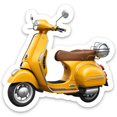 kahverengi küt saçlı gelin kahverengi saçlı damat turuncu vespa motor sürüyor sticker