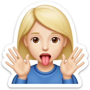 Tongue sticking out with hands to the side sticker