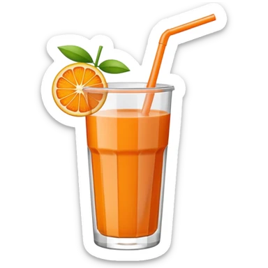 Ícone minimalista de copo com suco. Um canudinho e uma rodela de laranja. sticker