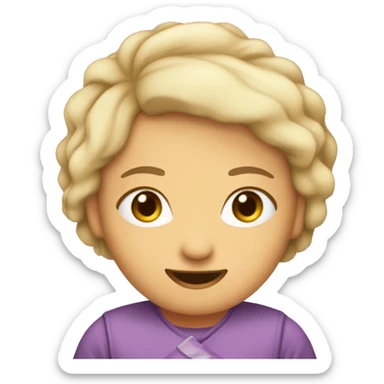 Bett welches ein Mädchen mit einem Haar Föhn aufwärmt   sticker