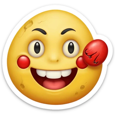 a cursed yellow emoji circle with rock on hands and he looks super drunk sticker