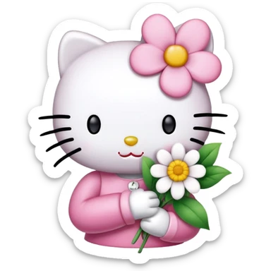 HelloKitty hug flower sticker