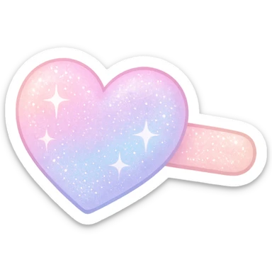 girly sparkling heart-shaped hair clip, cute, no background, pastel colors sticker