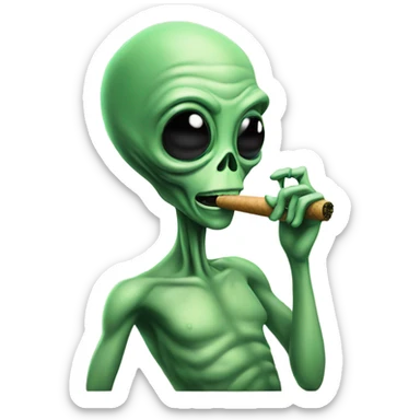 Alien smoking weed from a bong sticker