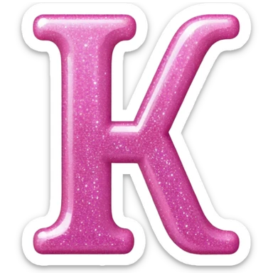 the letter i in pink glitter bubble letters sticker