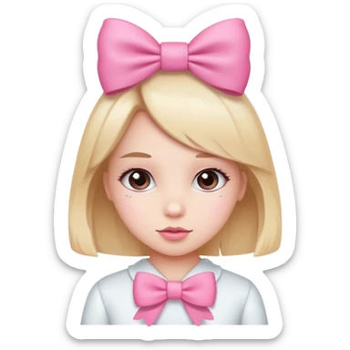 Cute girl with bow pink sticker