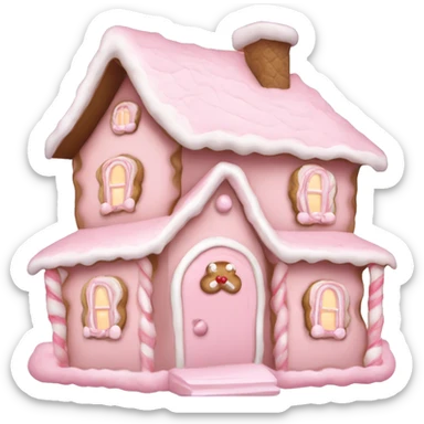 cute pale pink gingerbread house coquette sticker