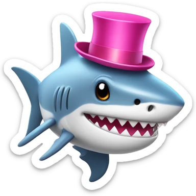 cute Shark with a pink top hat sticker