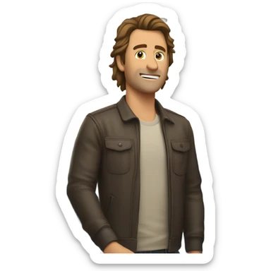 Brown haired mullet man flying plane that’s crashing sticker