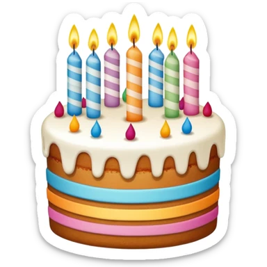 un gateau d'anniversaire dessiné au trait de couleur blanc sticker