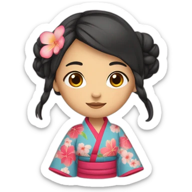 Une fille avc un kimono sticker