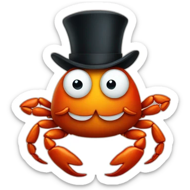 crab with a top hat and a beard sticker