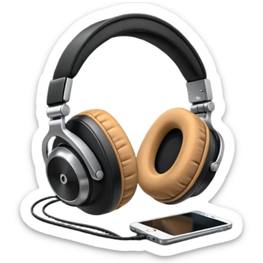 A pair of oversized headphones resting on the booth edge.
 sticker