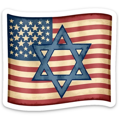 United States flag with a swastika symbol and star of david symbol on the flag sticker