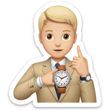 Emoji saying now maybe a watch and ur pointing at it like times up sticker
