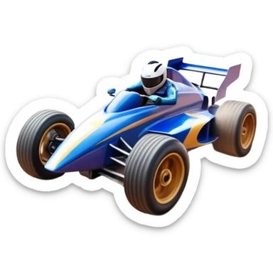 A high-speed racing car or motorcycle zooming down a track, leaving a trail of dust and excitement. The scene conveys energy and adrenaline, with blurred motion showing the speed and precision of motorsport, set against a dynamic racing track backdrop. sticker