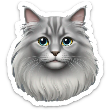 grey long haired cat sticker