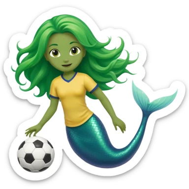 Mermaid playing soccer sticker