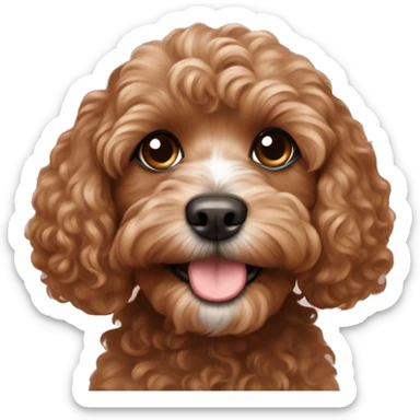  brown cavapoo with the cutest puppy face but with curly hair  sticker