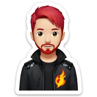 Mike Shinoda with fiery red hair, black sequin tour outfit  sticker