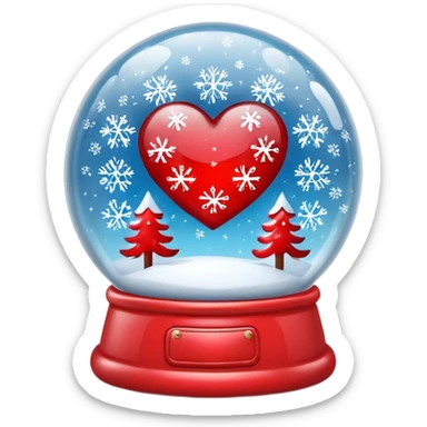 heart with winter snow globe sticker